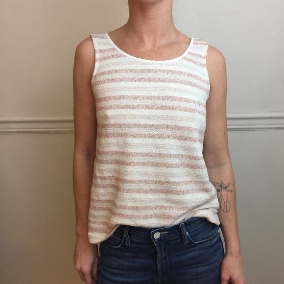 Madewell Tops - Madewell Ivory Striped Knit Sleeveless Tank Top